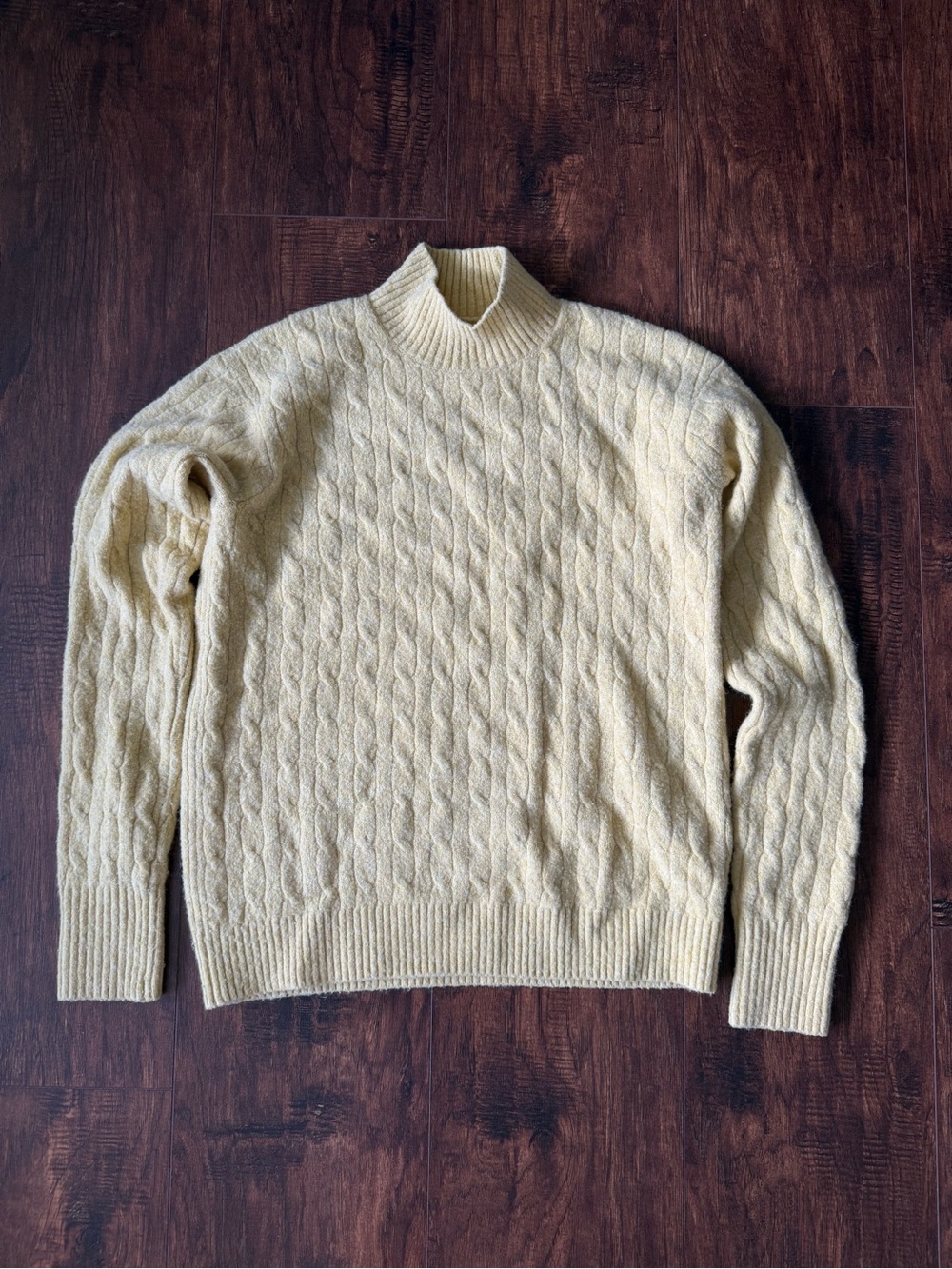 J. Crew Men's Cream Cable-Knit Turtleneck Sweater